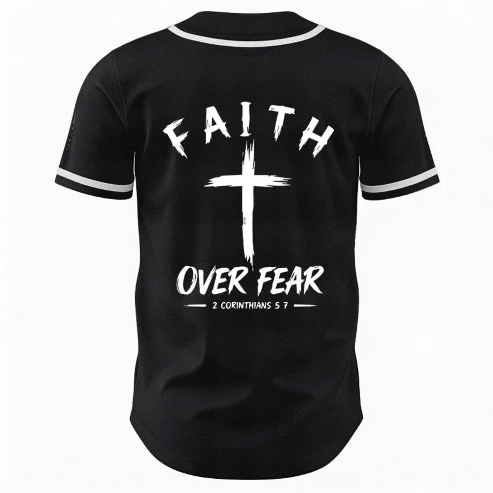 Christianartworkshop Baseballtrikot mit Kontrastbesatz – Glaube statt Angst - image 8