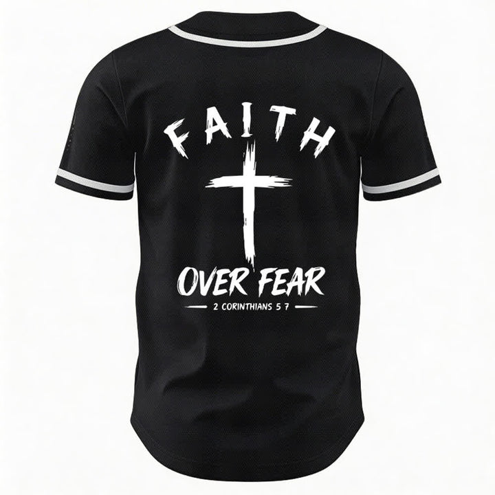 Christianartworkshop Baseballtrikot mit Kontrastbesatz – Glaube statt Angst - image 8