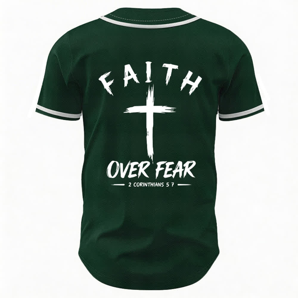 Christianartworkshop Baseballtrikot mit Kontrastbesatz – Glaube statt Angst - image 36
