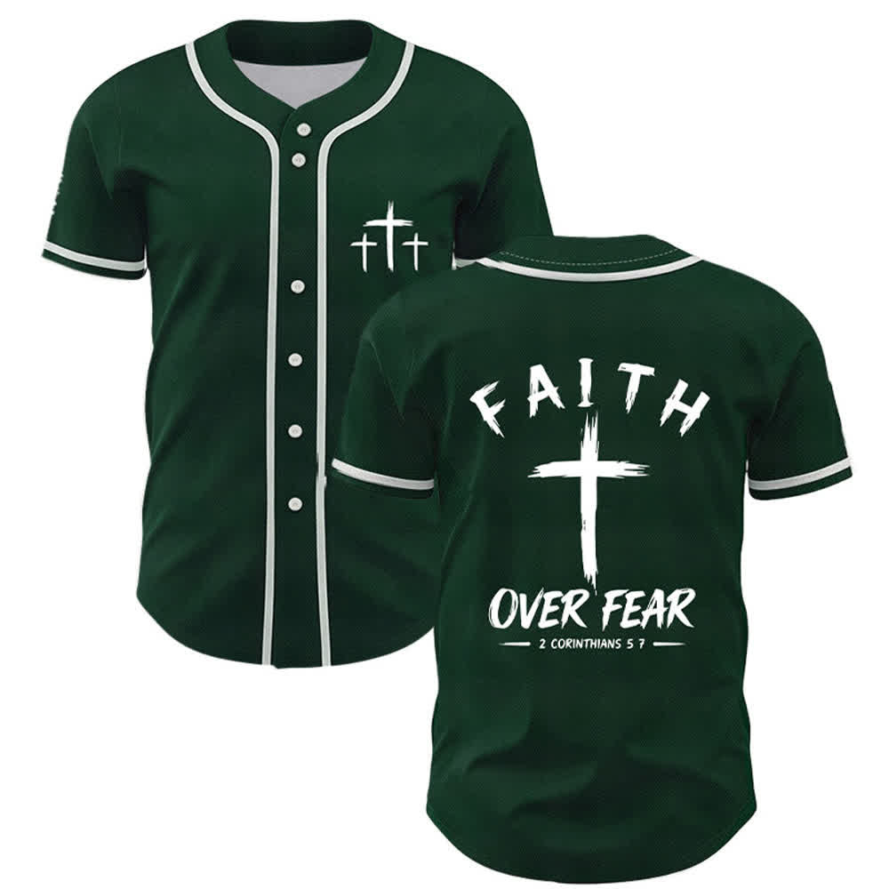 Christianartworkshop Baseballtrikot mit Kontrastbesatz – Glaube statt Angst - Grün - 5XL - image 35