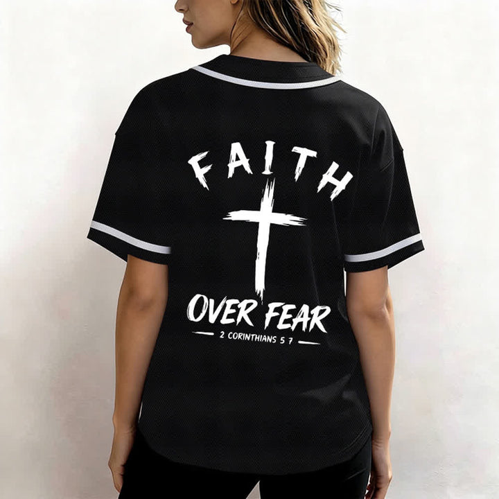Christianartworkshop Baseballtrikot mit Kontrastbesatz – Glaube statt Angst - image 10
