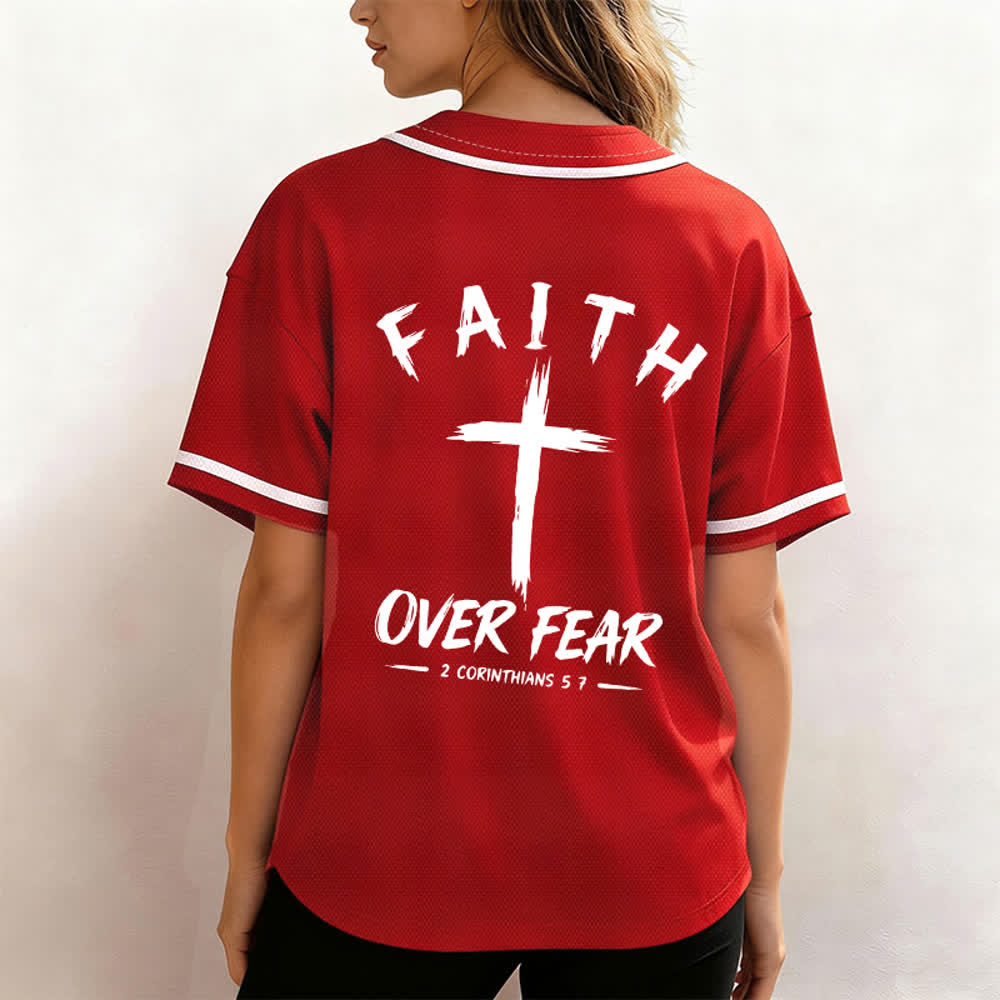 Christianartworkshop Baseballtrikot mit Kontrastbesatz – Glaube statt Angst - image 45