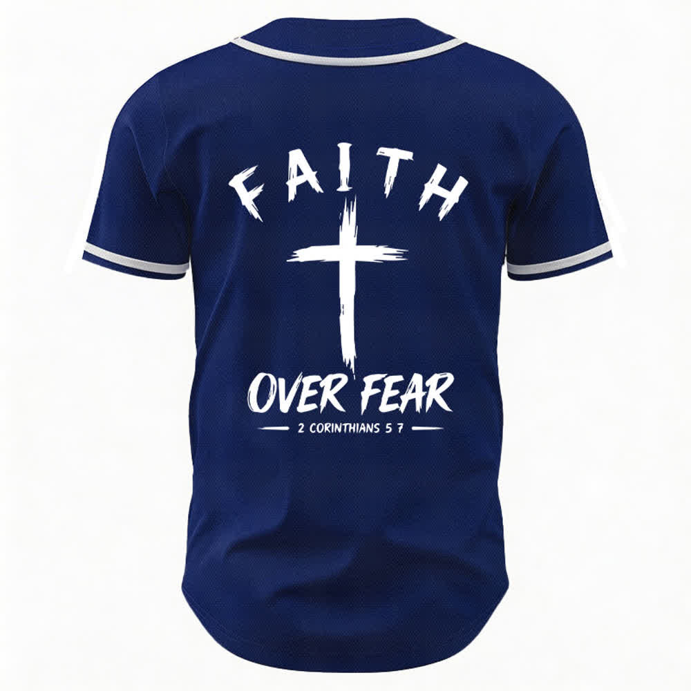 Christianartworkshop Baseballtrikot mit Kontrastbesatz – Glaube statt Angst - image 1