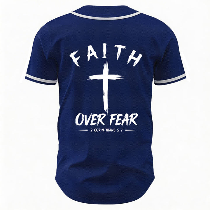 Christianartworkshop Baseballtrikot mit Kontrastbesatz – Glaube statt Angst - image 1