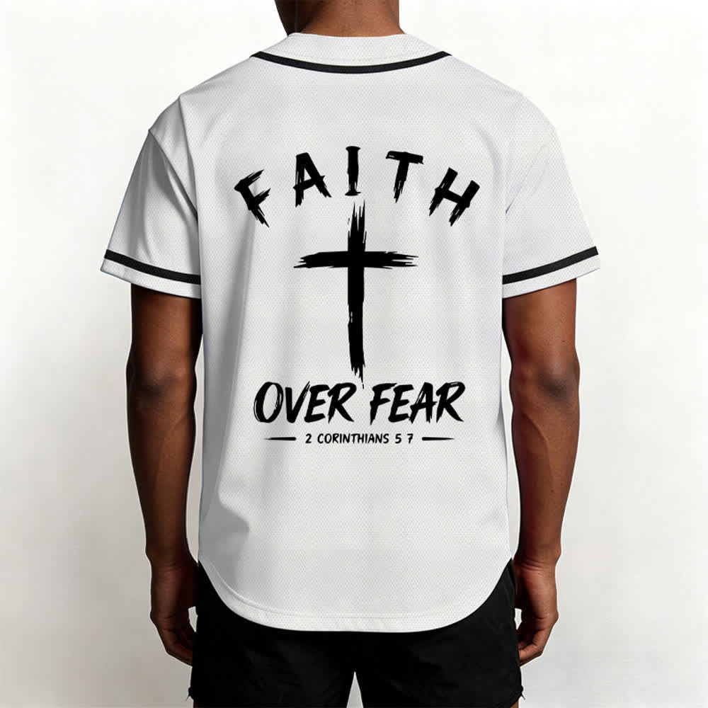 Christianartworkshop Baseballtrikot mit Kontrastbesatz – Glaube statt Angst - image 33