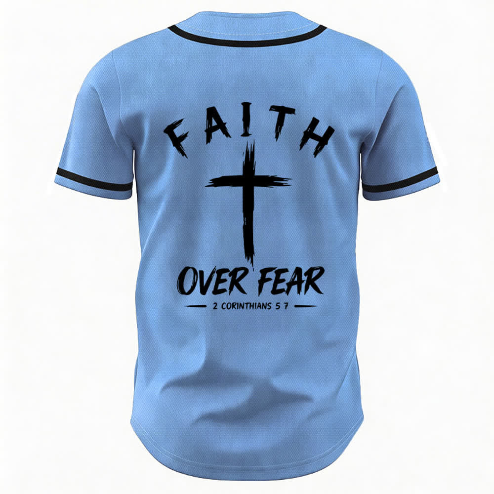 Christianartworkshop Baseballtrikot mit Kontrastbesatz – Glaube statt Angst - image 50
