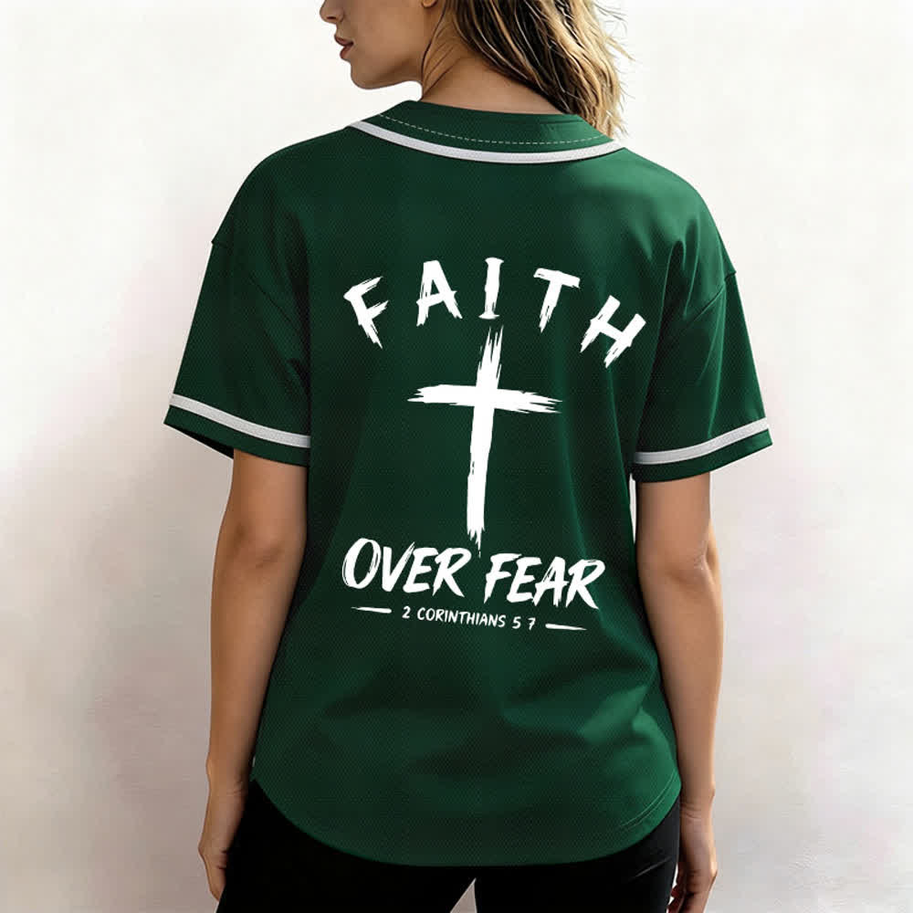 Christianartworkshop Baseballtrikot mit Kontrastbesatz – Glaube statt Angst - image 38