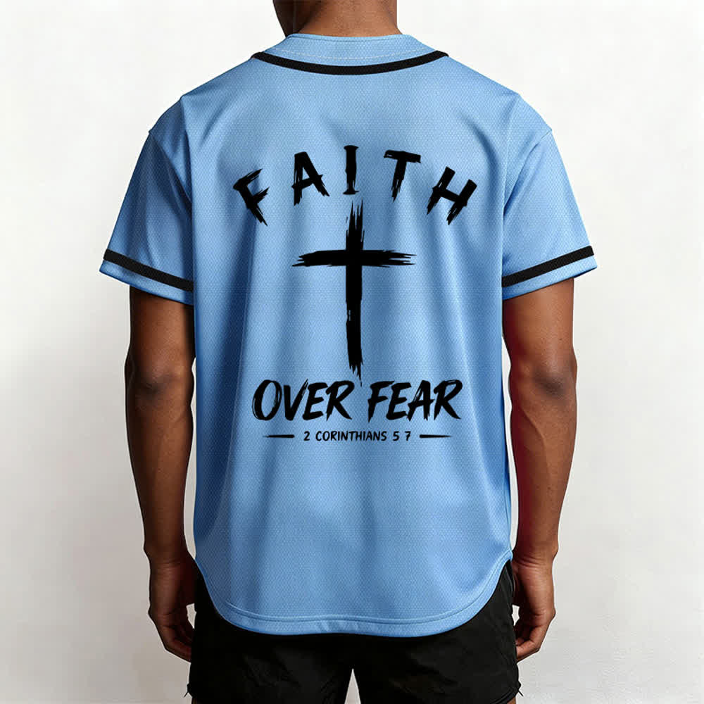 Christianartworkshop Baseballtrikot mit Kontrastbesatz – Glaube statt Angst - image 54