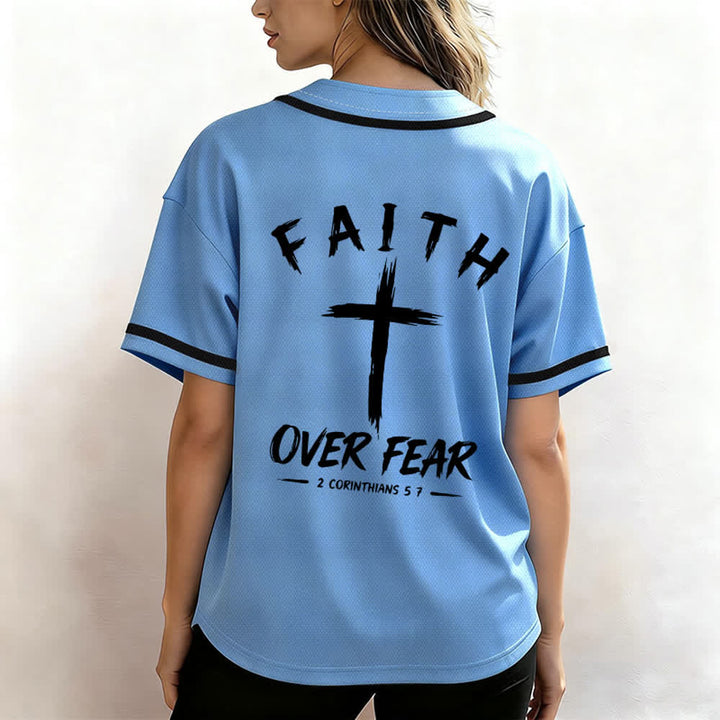 Christianartworkshop Baseballtrikot mit Kontrastbesatz – Glaube statt Angst - image 52