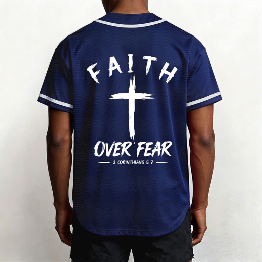 Christianartworkshop Baseballtrikot mit Kontrastbesatz – Glaube statt Angst - image 5