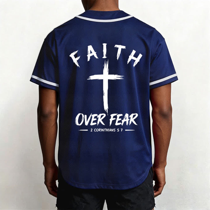 Christianartworkshop Baseballtrikot mit Kontrastbesatz – Glaube statt Angst - image 5