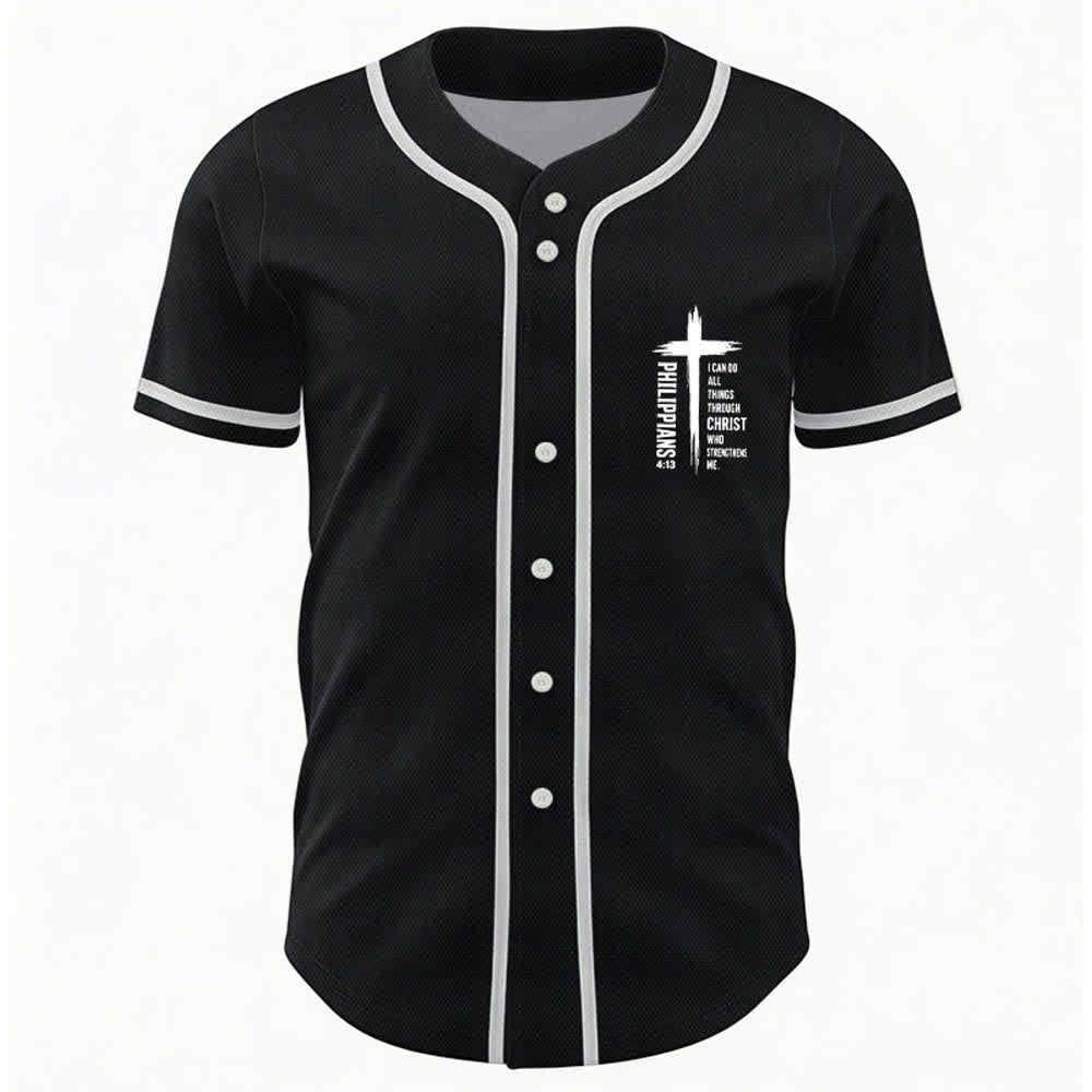 Christianartworkshop Baseballtrikot mit Kreuzgrafik und kontrastierender Borte (Philipper 4,13) - image 9