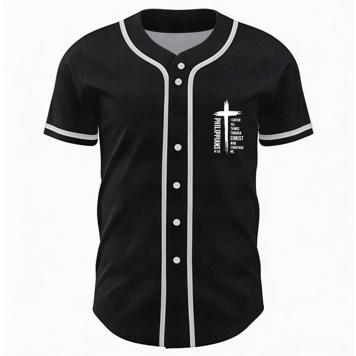 Christianartworkshop Baseballtrikot mit Kreuzgrafik und kontrastierender Borte (Philipper 4,13) - image 9