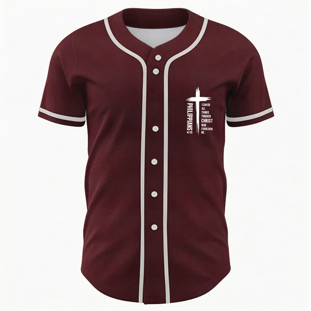 Christianartworkshop Baseballtrikot mit Kreuzgrafik und kontrastierender Borte (Philipper 4,13) - image 2