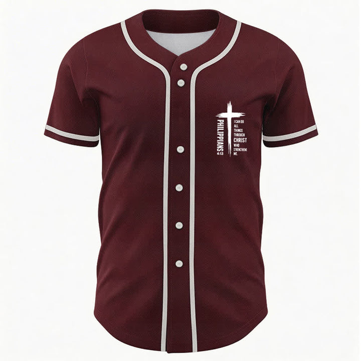 Christianartworkshop Baseballtrikot mit Kreuzgrafik und kontrastierender Borte (Philipper 4,13) - image 2