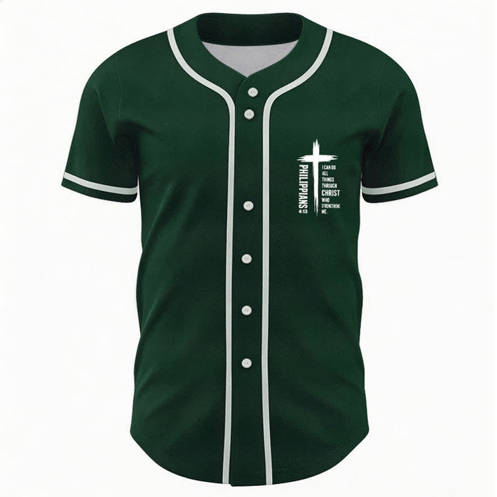 Christianartworkshop Baseballtrikot mit Kreuzgrafik und kontrastierender Borte (Philipper 4,13) - image 16