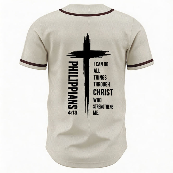 Christianartworkshop Baseballtrikot mit Kreuzgrafik und kontrastierender Borte (Philipper 4,13) - image 22