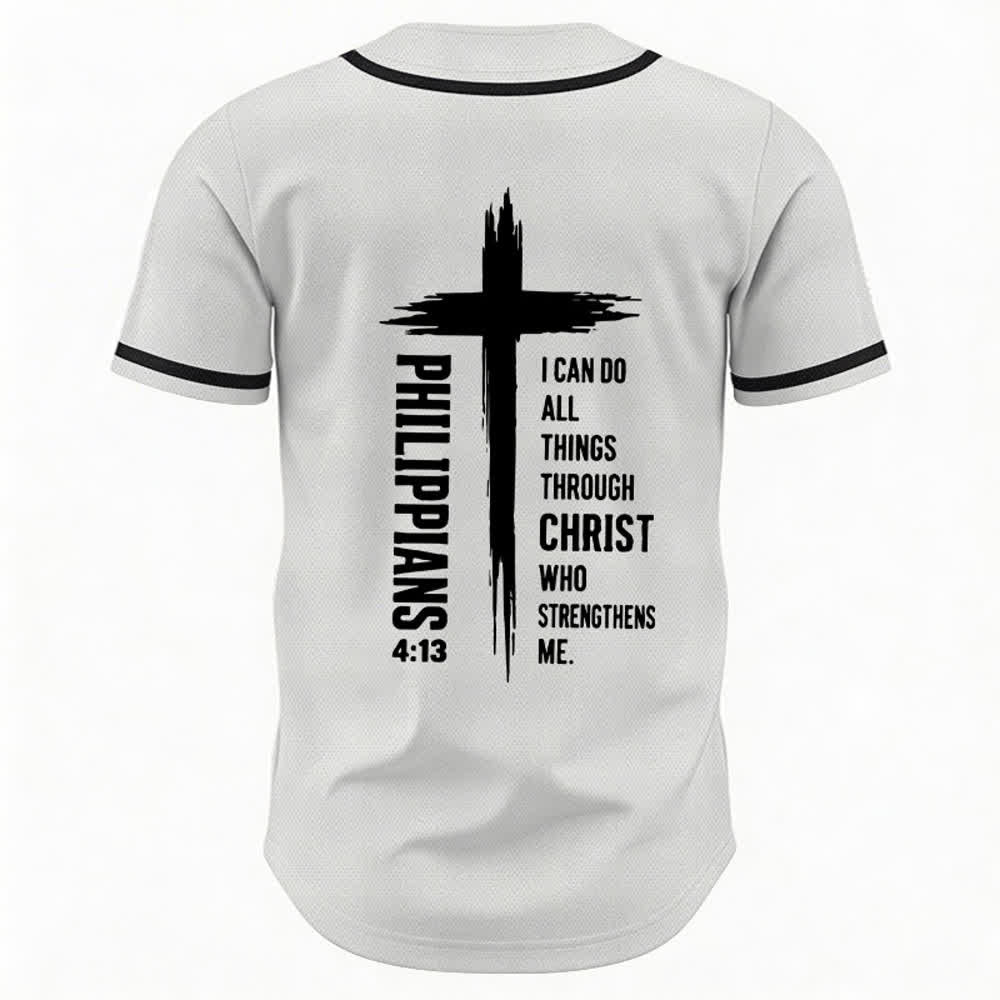 Christianartworkshop Baseballtrikot mit Kreuzgrafik und kontrastierender Borte (Philipper 4,13) - image 36
