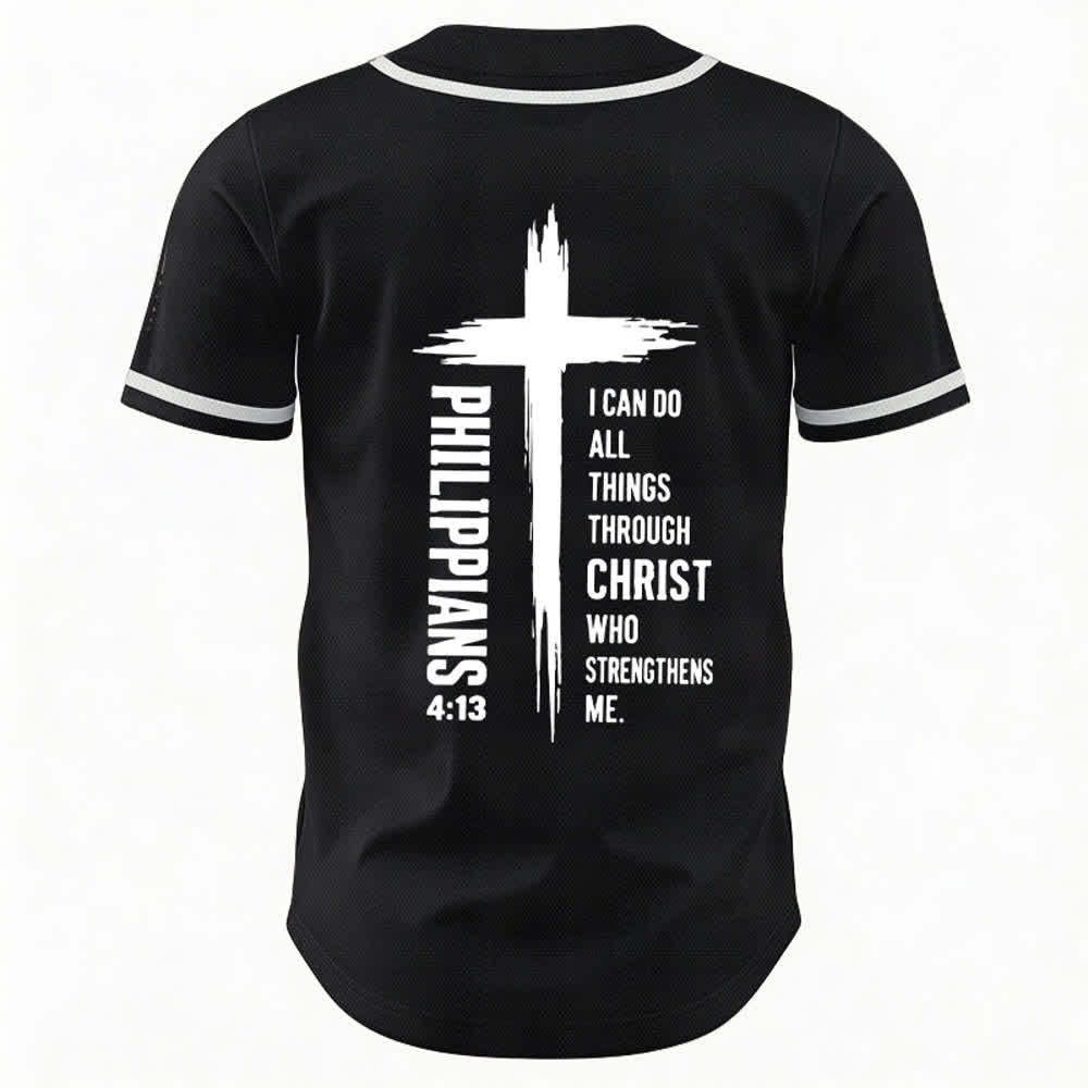 Christianartworkshop Baseballtrikot mit Kreuzgrafik und kontrastierender Borte (Philipper 4,13) - image 8