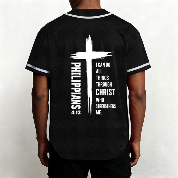 Christianartworkshop Baseballtrikot mit Kreuzgrafik und kontrastierender Borte (Philipper 4,13) - image 12