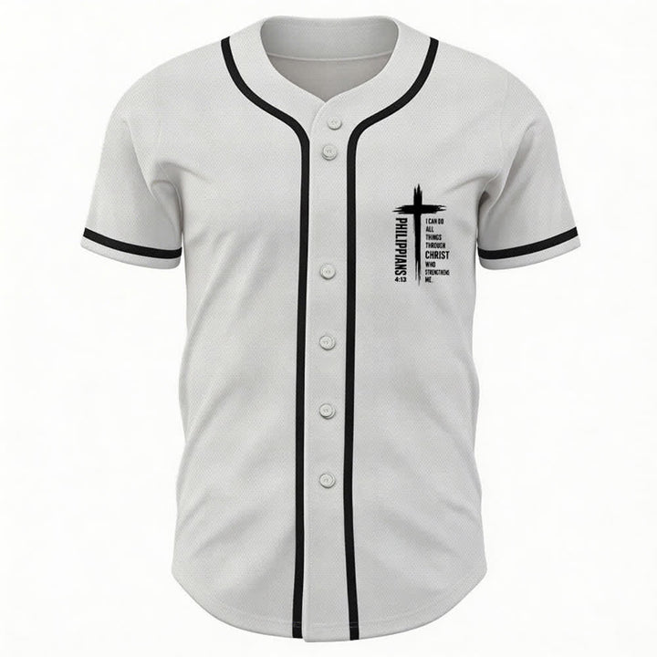 Christianartworkshop Baseballtrikot mit Kreuzgrafik und kontrastierender Borte (Philipper 4,13) - image 37