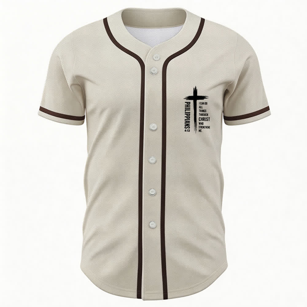 Christianartworkshop Baseballtrikot mit Kreuzgrafik und kontrastierender Borte (Philipper 4,13) - image 23