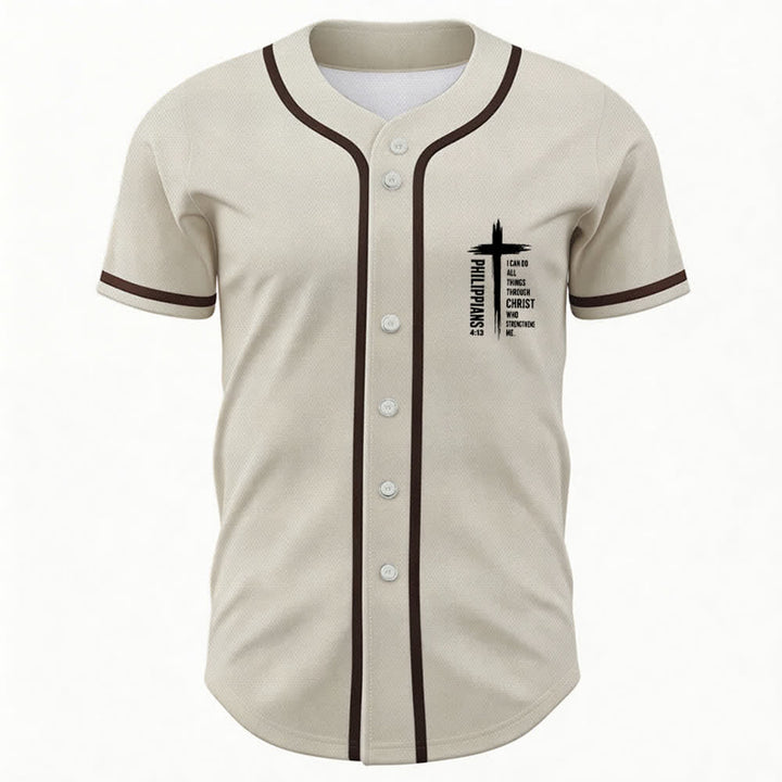 Christianartworkshop Baseballtrikot mit Kreuzgrafik und kontrastierender Borte (Philipper 4,13) - image 23