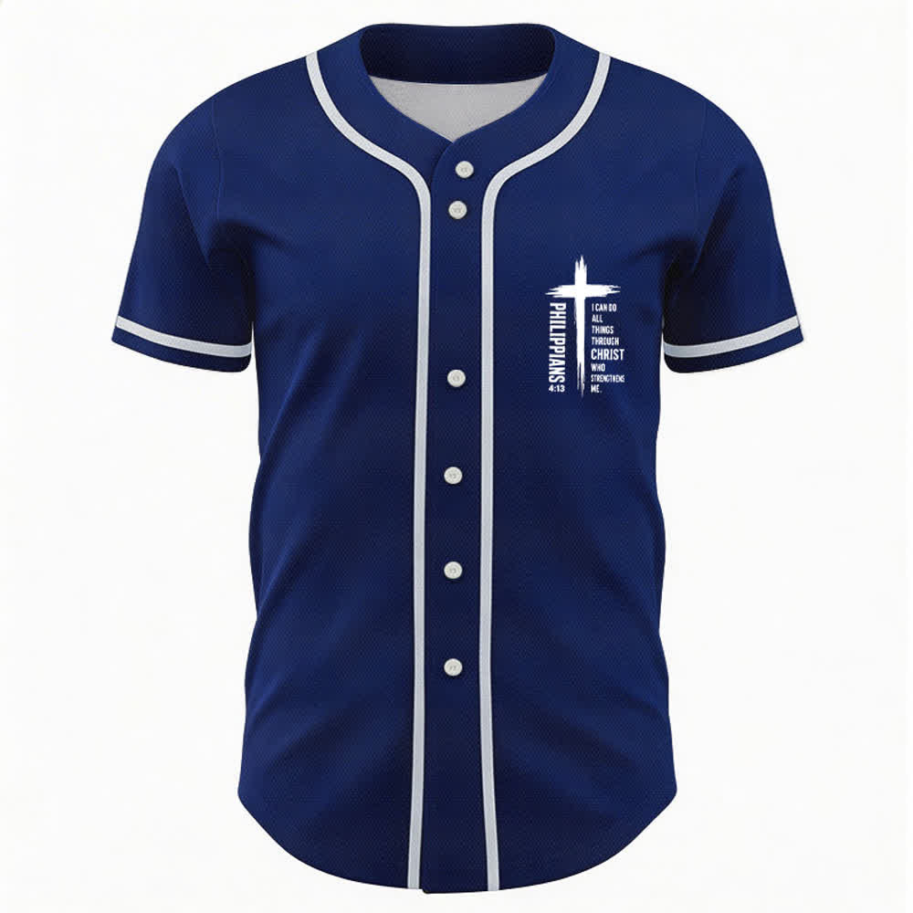 Christianartworkshop Baseballtrikot mit Kreuzgrafik und kontrastierender Borte (Philipper 4,13) - image 30