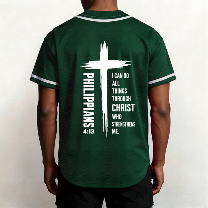 Christianartworkshop Baseballtrikot mit Kreuzgrafik und kontrastierender Borte (Philipper 4,13) - image 19