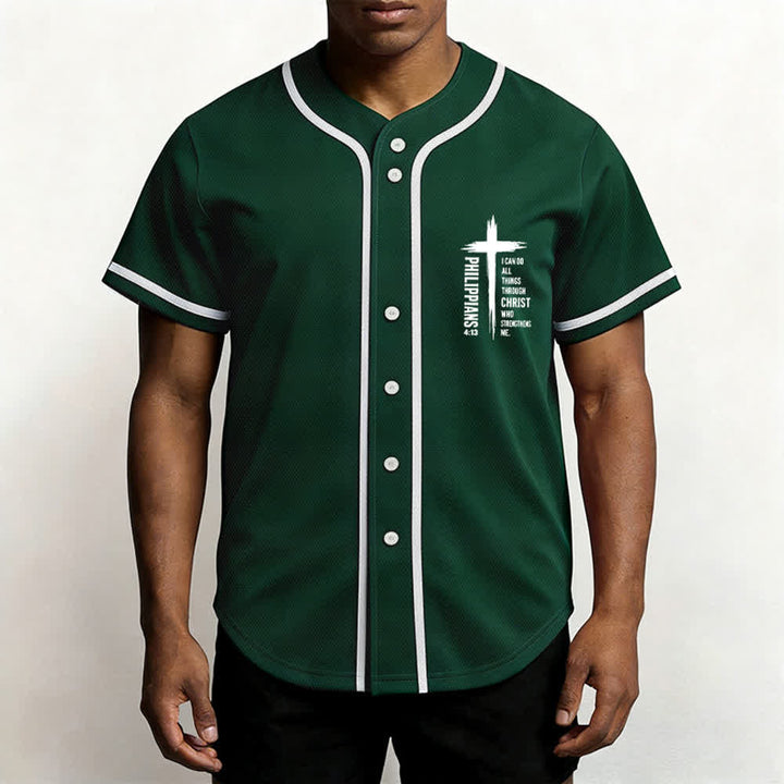 Christianartworkshop Baseballtrikot mit Kreuzgrafik und kontrastierender Borte (Philipper 4,13) - image 20