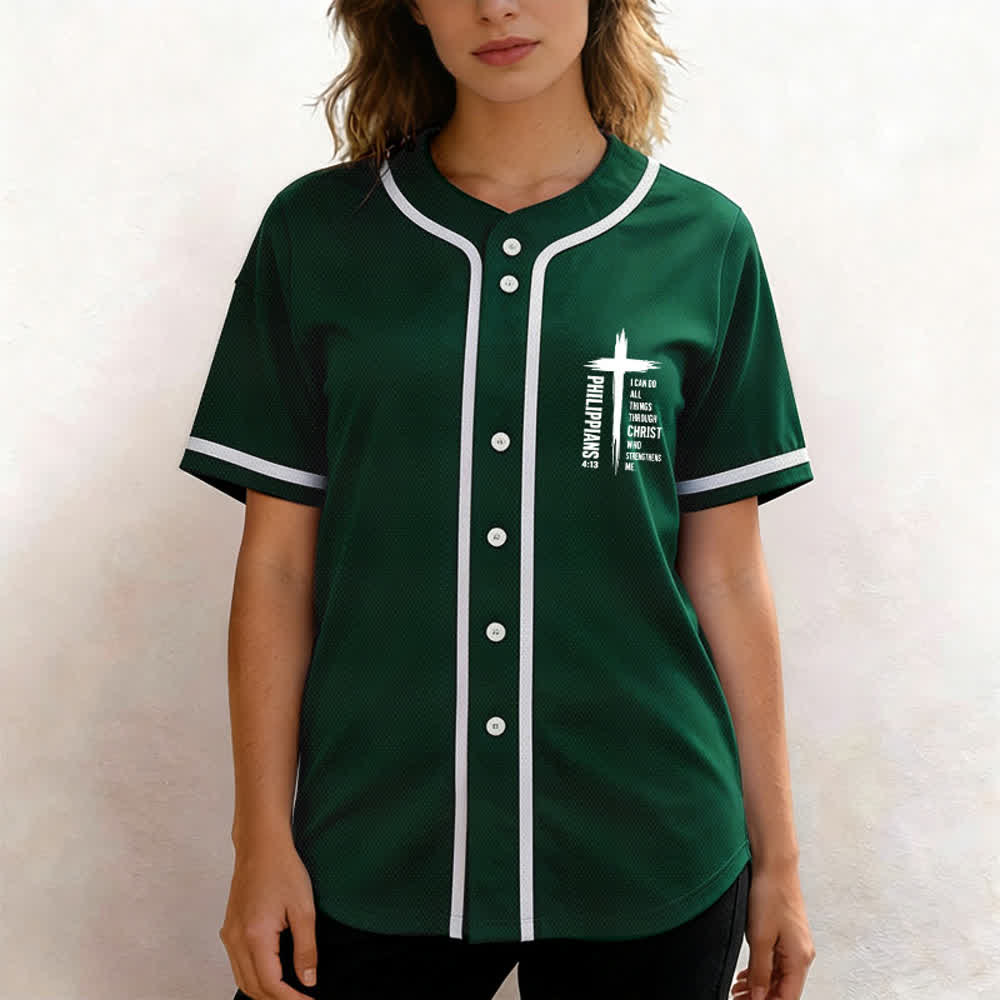 Christianartworkshop Baseballtrikot mit Kreuzgrafik und kontrastierender Borte (Philipper 4,13) - image 18