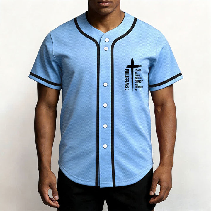 Christianartworkshop Baseballtrikot mit Kreuzgrafik und kontrastierender Borte (Philipper 4,13) - image 55
