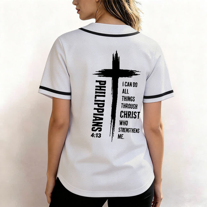 Christianartworkshop Baseballtrikot mit Kreuzgrafik und kontrastierender Borte (Philipper 4,13) - image 38