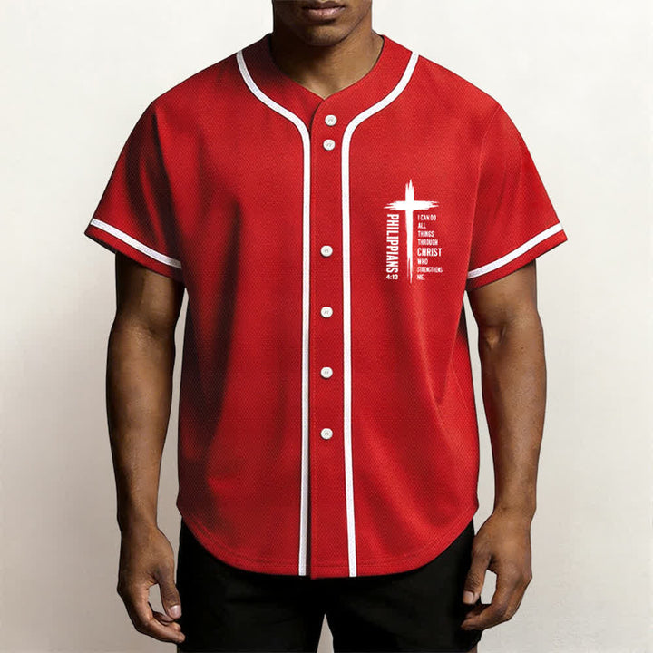 Christianartworkshop Baseballtrikot mit Kreuzgrafik und kontrastierender Borte (Philipper 4,13) - image 48