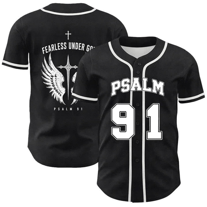 Christianartworkshop Psalm 91 Furchtlos unter Gott Baseballtrikot - Weiß - 5XL - image 0