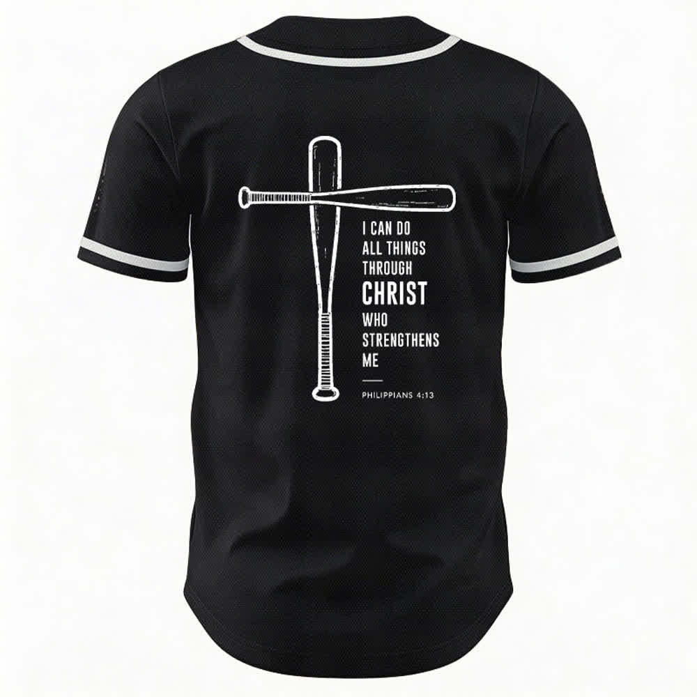 Christianartworkshop Schwarzes Baseballtrikot mit Mesh-Einsatz und Rückenausschnitt - image 1