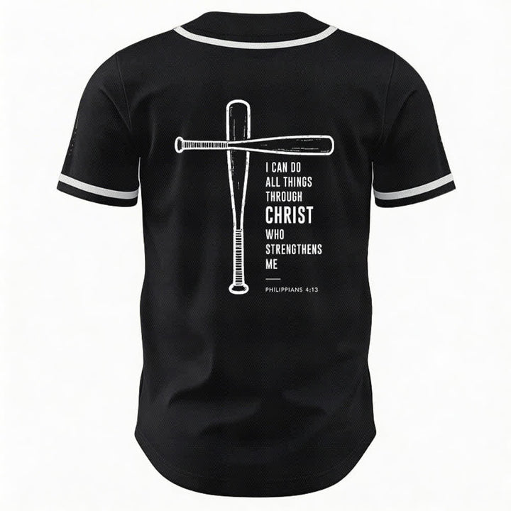Christianartworkshop Schwarzes Baseballtrikot mit Mesh-Einsatz und Rückenausschnitt - image 1