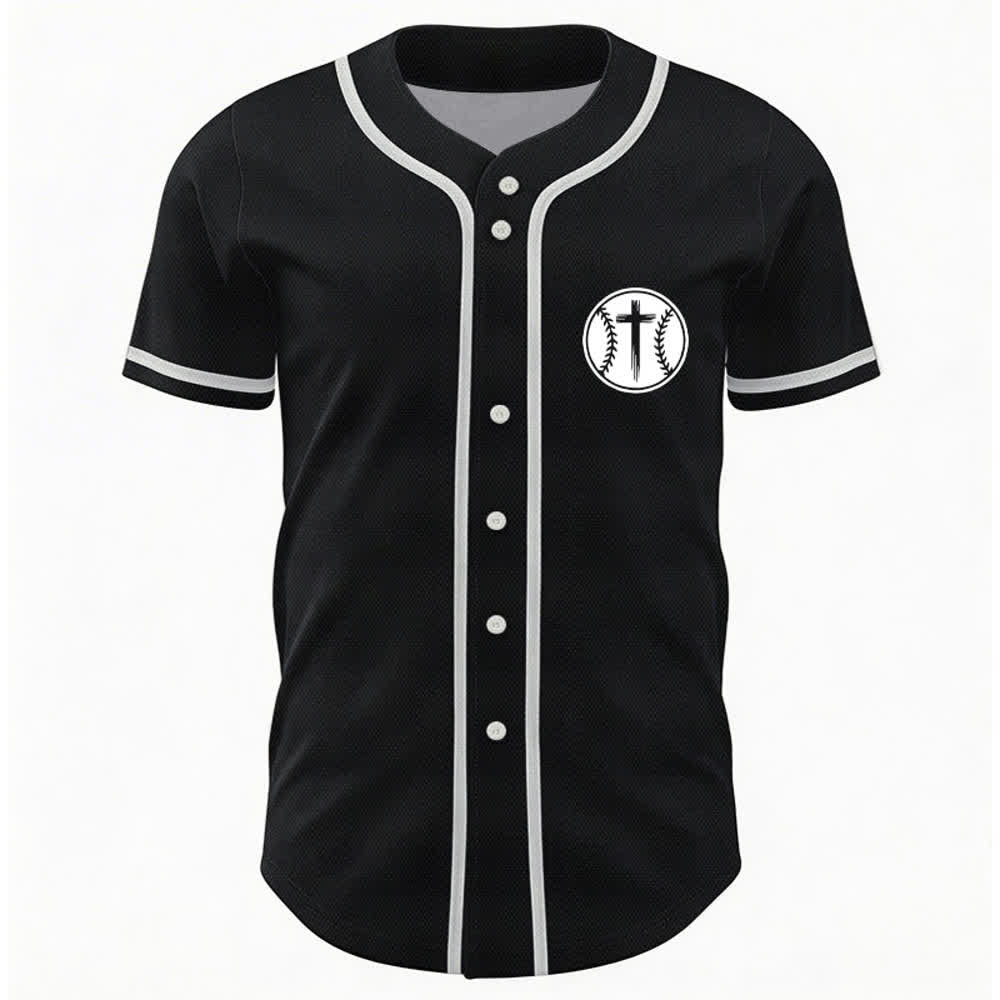 Christianartworkshop Schwarzes Baseballtrikot mit Mesh-Einsatz und Rückenausschnitt - image 2