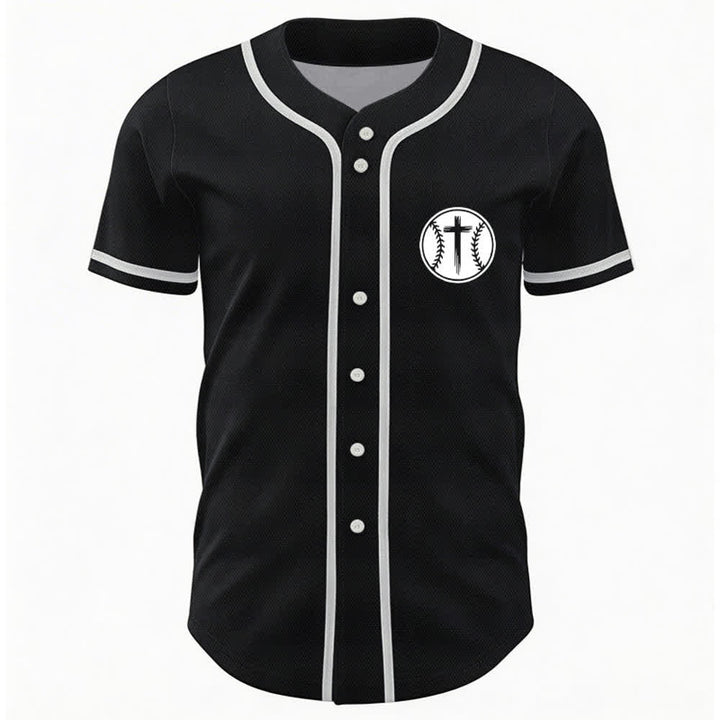 Christianartworkshop Schwarzes Baseballtrikot mit Mesh-Einsatz und Rückenausschnitt - image 2