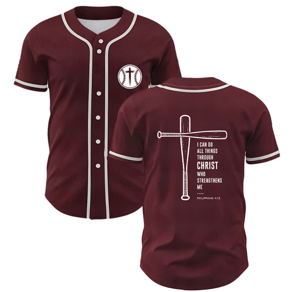 Christianartworkshop ICH KANN ALLES DURCH CHRISTUS TUN Baseballtrikot - Wein - 5XL - image 14