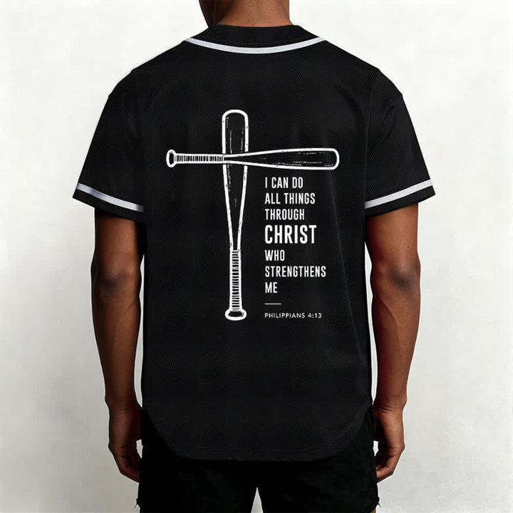 Christianartworkshop Schwarzes Baseballtrikot mit Mesh-Einsatz und Rückenausschnitt - image 5