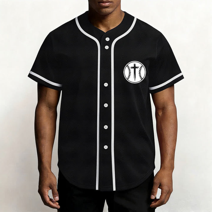 Christianartworkshop Schwarzes Baseballtrikot mit Mesh-Einsatz und Rückenausschnitt - image 6