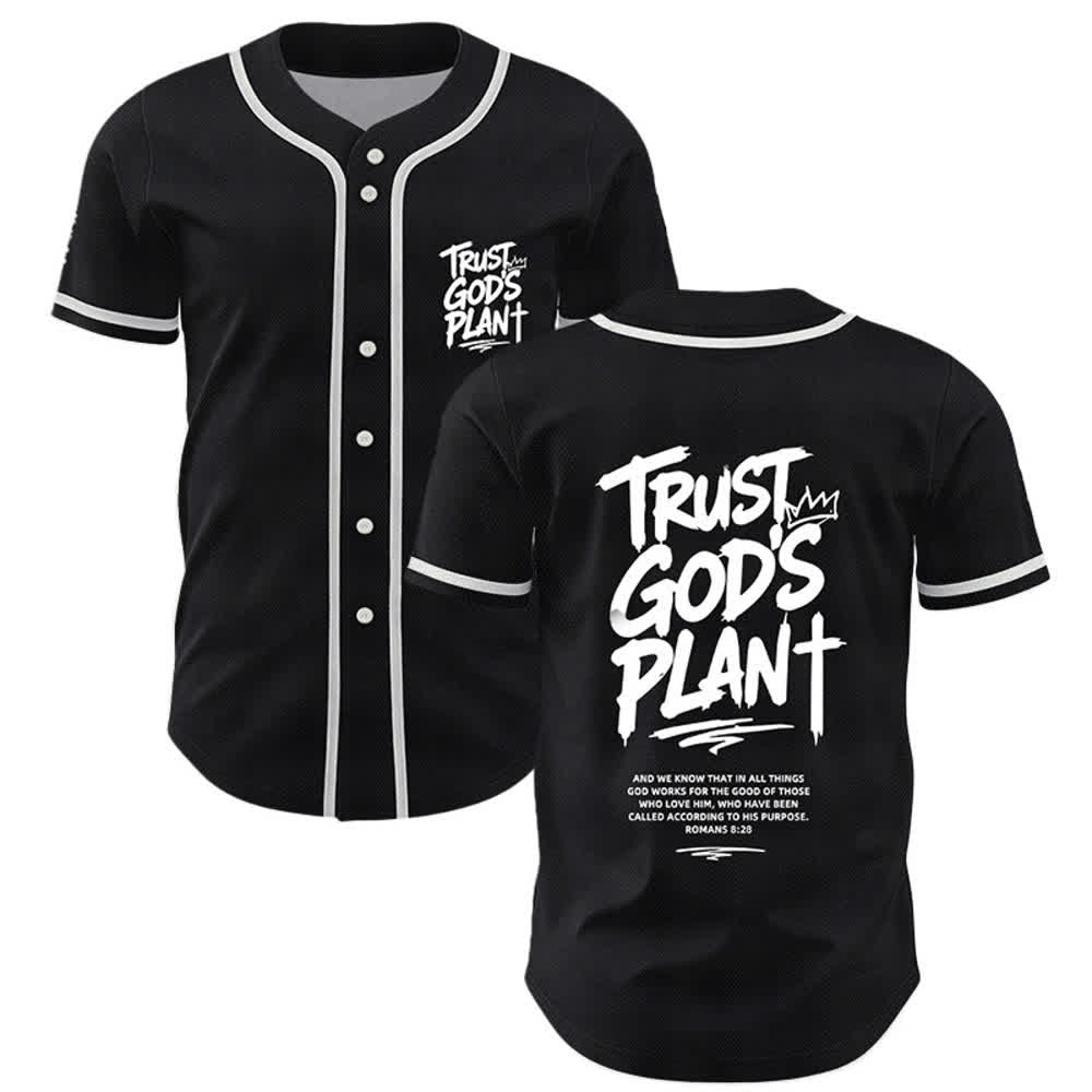Christianartworkshop Vertraue auf Gottes Plan – Baseballtrikot mit Mesh-Knopfleiste - Schwarz - 5XL - image 0