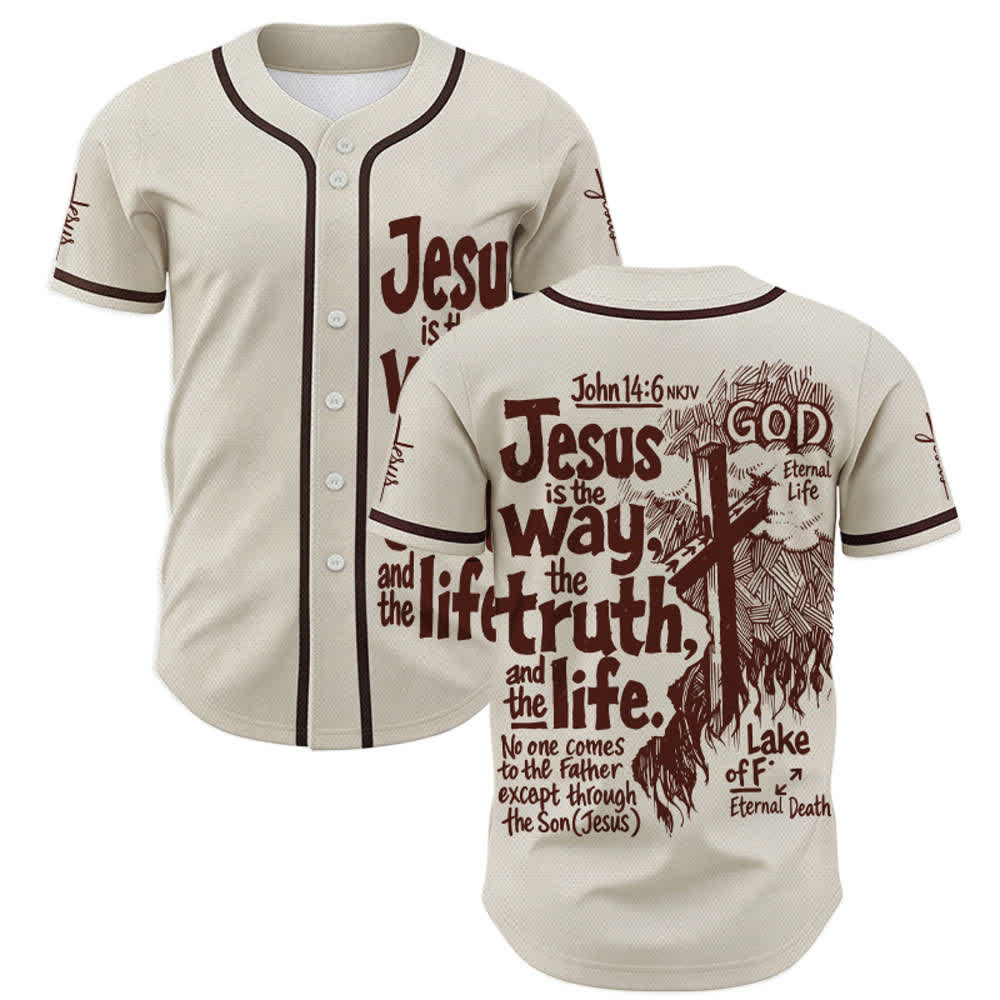 Christianartworkshop Jesus Is The Way Mesh Baseballtrikot - Beige - 5XL - image 0