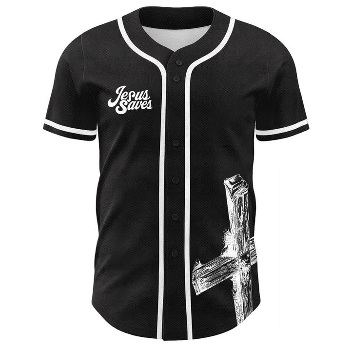 Christianartworkshop Jesus Saves Baseballtrikot mit individuellem Namen - image 14