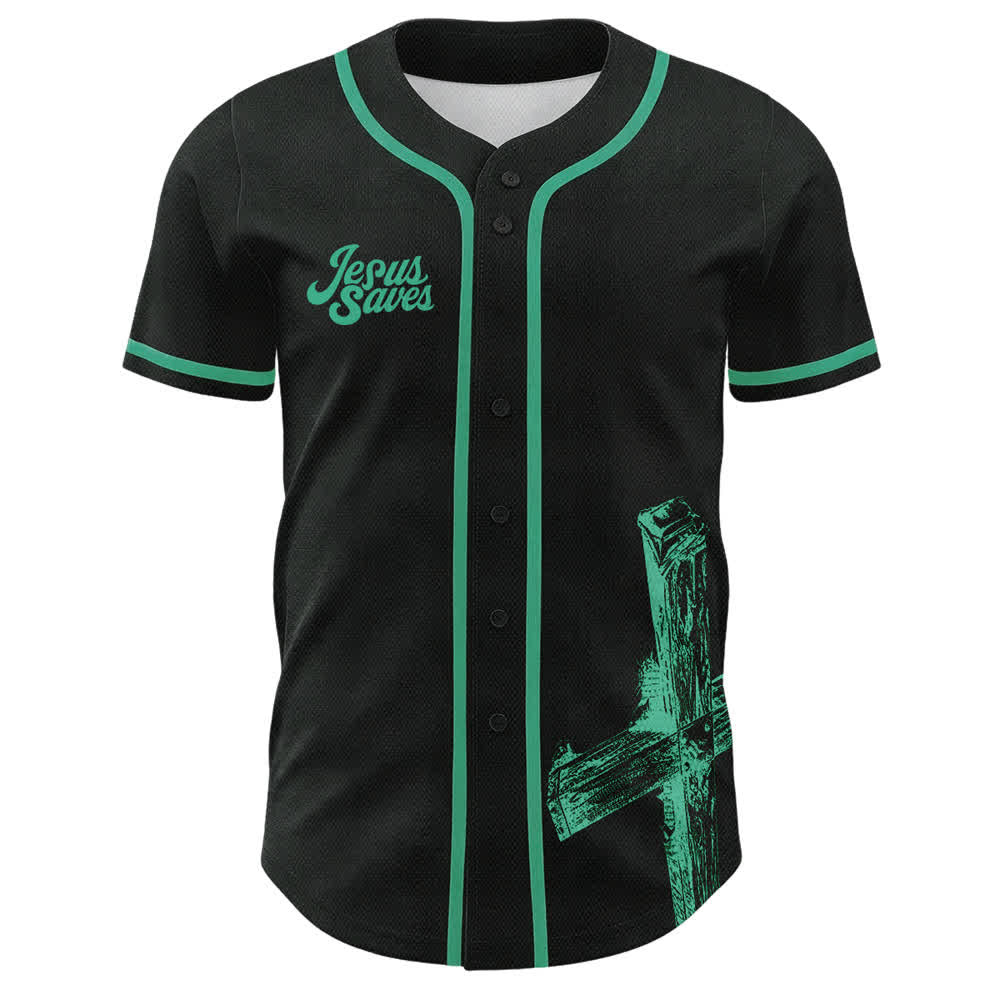 Christianartworkshop Jesus Saves Baseballtrikot mit individuellem Namen - image 8