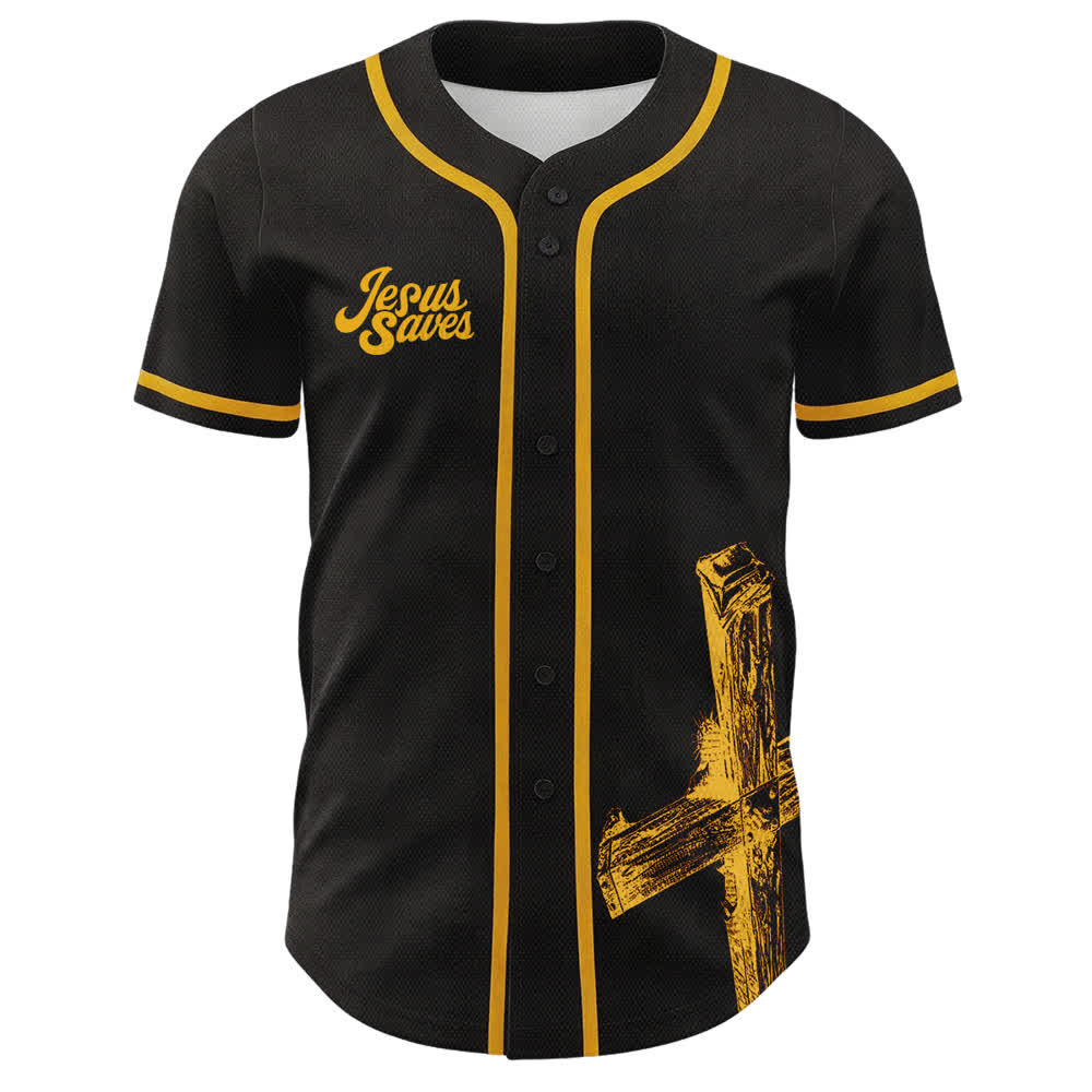Christianartworkshop Jesus Saves Baseballtrikot mit individuellem Namen - image 2