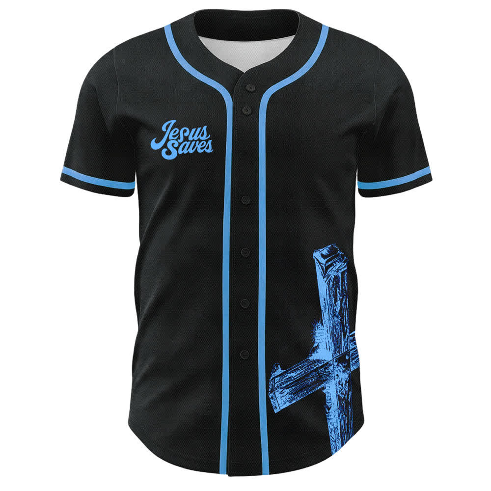 Christianartworkshop Jesus Saves Baseballtrikot mit individuellem Namen - image 5