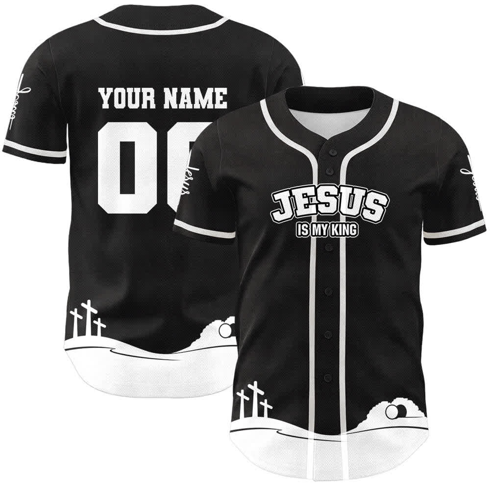 Christianartworkshop Jesus Is My King Personalisiertes Mesh-Baseballtrikot - Name und Nummer personalisiert - Weiß - 5XL - image 3