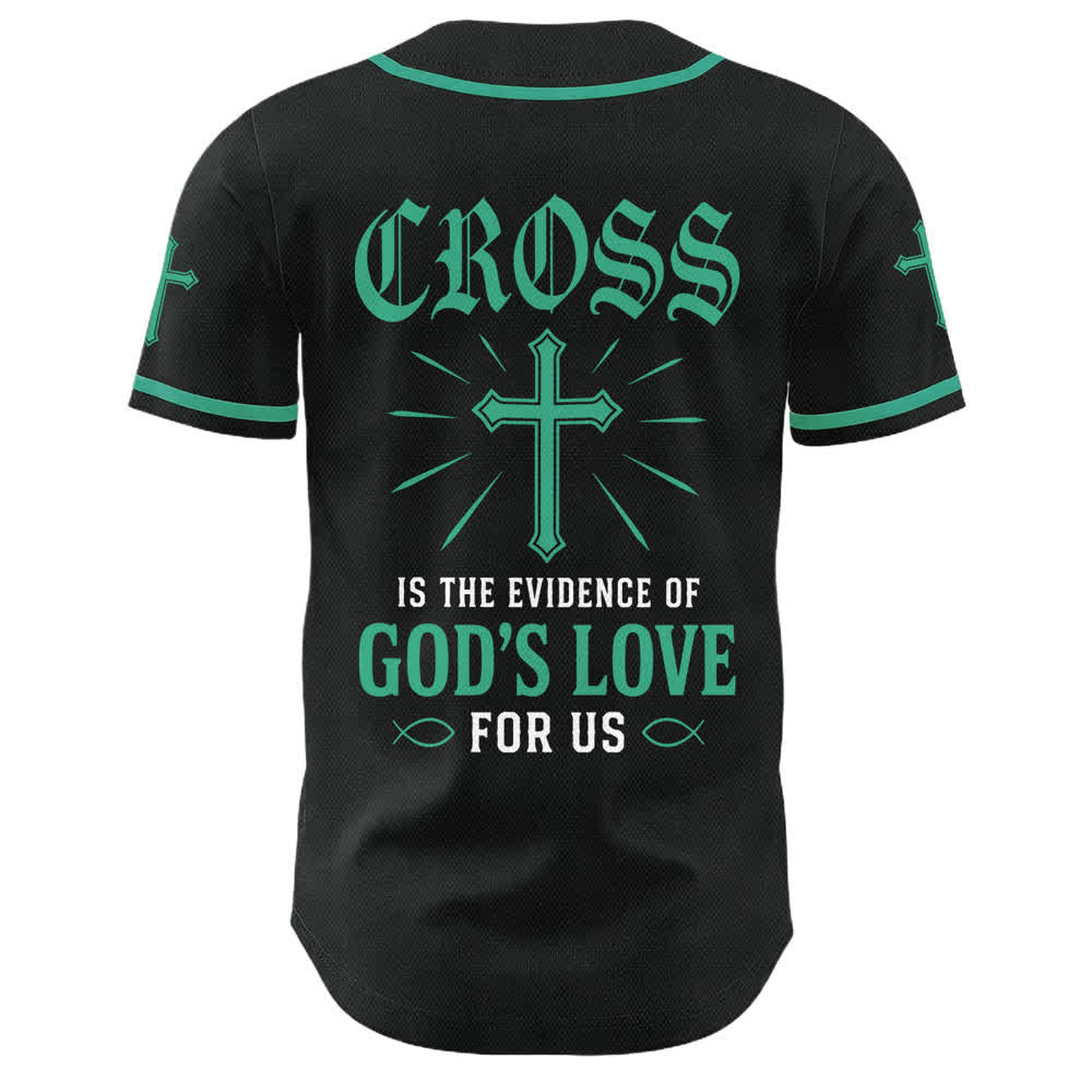 Christianartworkshop Baseballtrikot mit Jesus-Kreuz, schwarz-golden, geknöpft - image 7